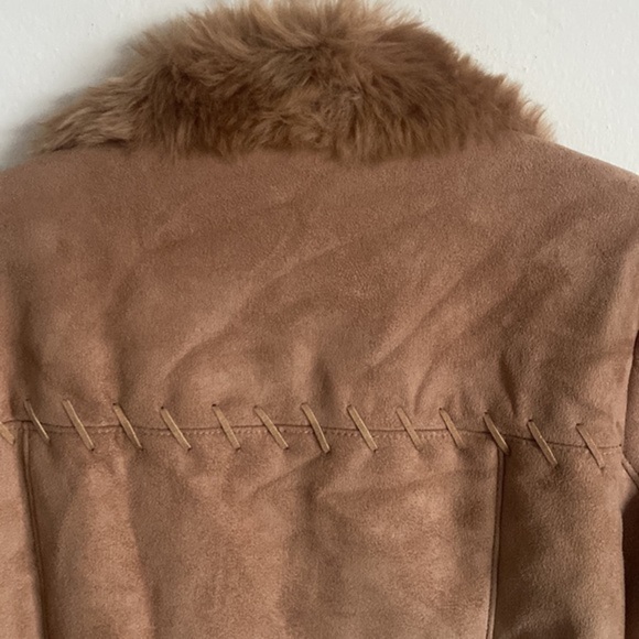 Coldwater Creek faux fur vegan suede jacket size small - Picture 6 of 6